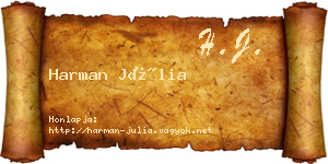 Harman Júlia névjegykártya