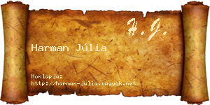 Harman Júlia névjegykártya